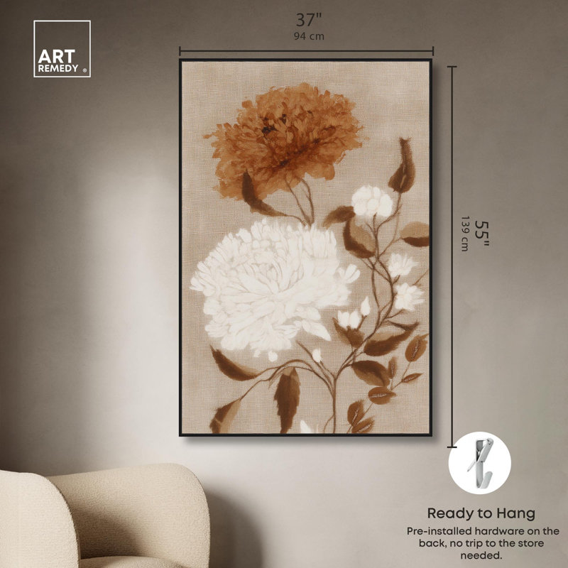 Lin antique I, impression sur toile par Art Remedy, H 55 po x l 37 po, Structure noire