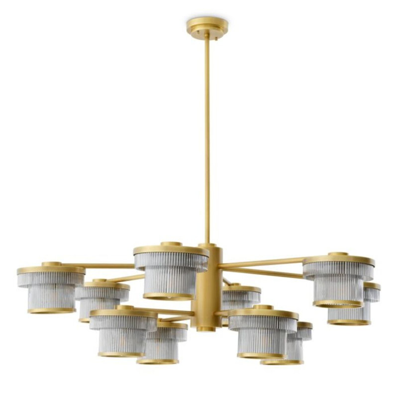 CDJ Chandelier Andromeda smoke glass, Antique Brass