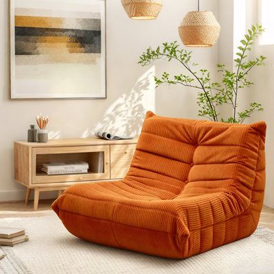 Armless Lazy Sofa Bean Bag Floor Chair - Soft Corduroy Upholstery - Fun Design for Living Room