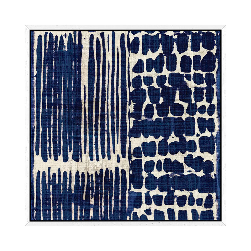 Indigo Batik III 1 Piece Wall Art on Canvas, 66.04 cm H x 66.04 cm W, White Floater Framed