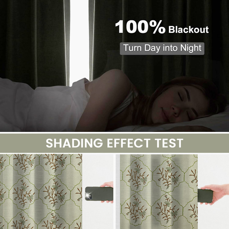 Fabdivine Gray and Brown Handmade Block Print Floral Pattern 100% Blackout Room Darkening 27x24 Inches Pure Linen Pinch Pleated Curtains 2 Panel Set Kitchen or Window Hook Drapes, Vidhya