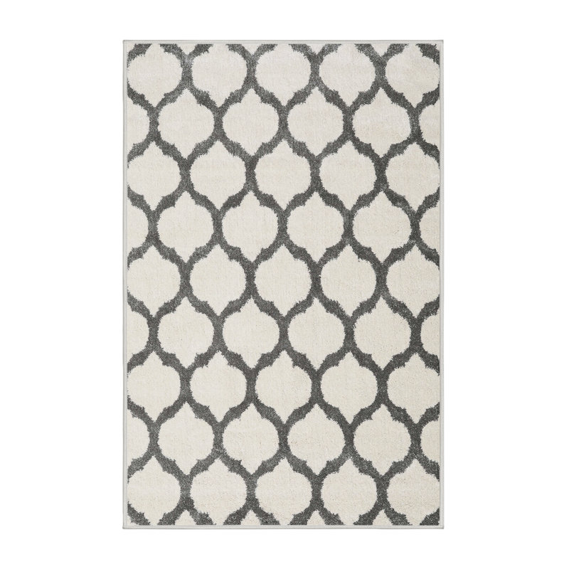 Tapis gris/zone blanche contemporaine, Rectangle 2 pi x 5 pi