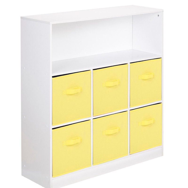 Alyssia 94cm H x 88cm W Standard Bookcase, White/Yellow