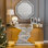 Console à miroir avec lumière à DEL, canapé d'entrée de 47,2 po de long avec base triangulaire, table d'appoint moderne moderne avec grand tiroir pour le salon, le couloir, le vestibule, l'entrée