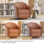 Fauteuil demi-tonneau pivotant en cuir moderne avec base en bois massif (ensemble de 2)-538221313