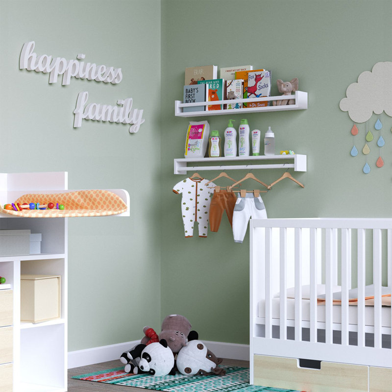 Étagère murale en bois UTAH, 32 po, blanc, 2 pièces
