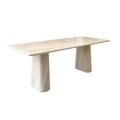 Modern Luxury Stone Dining Table With Double‑pillar Base, Heat‑Resistant, Scratch‑Proof And Stain‑Resistant