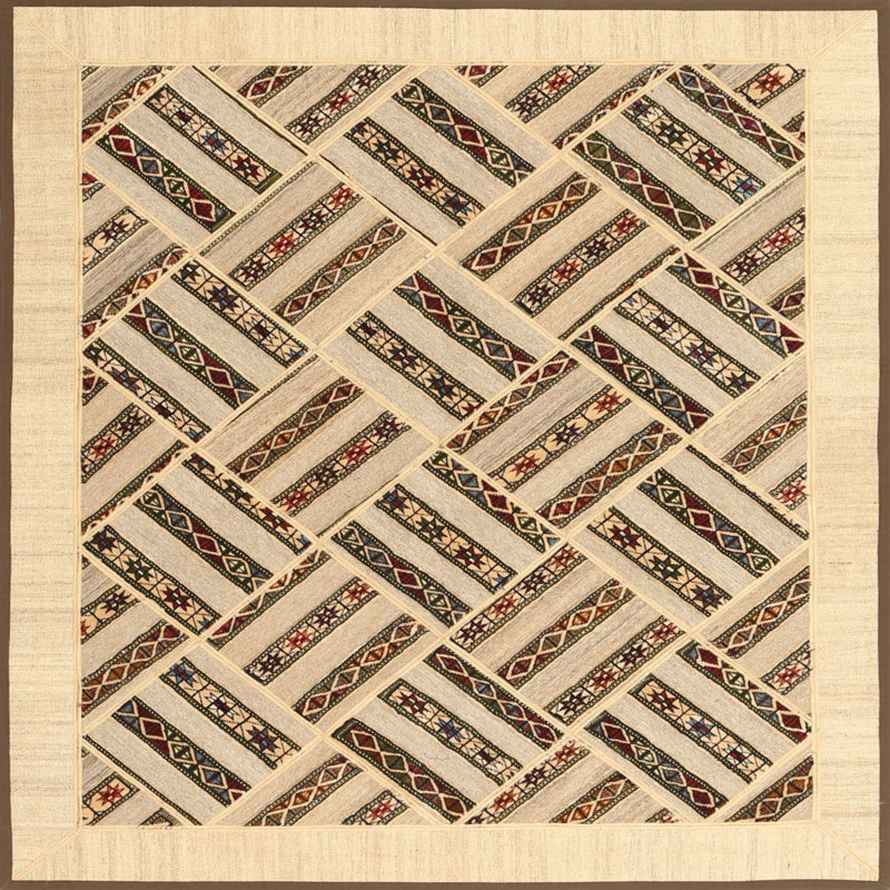 Tapis brun clair / brun clair, Carré 8 pi