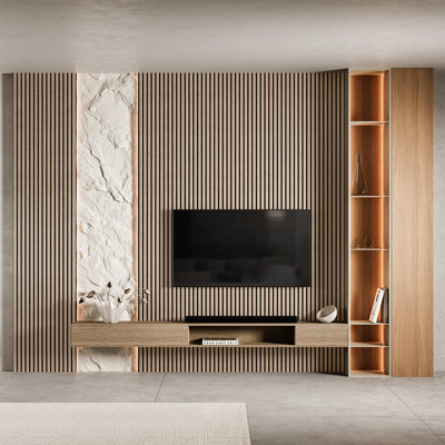 8pcs x 106" x 12.6" 3D Acoustic/Sound proof Wood Slat Wall Panels(8 Pieces)