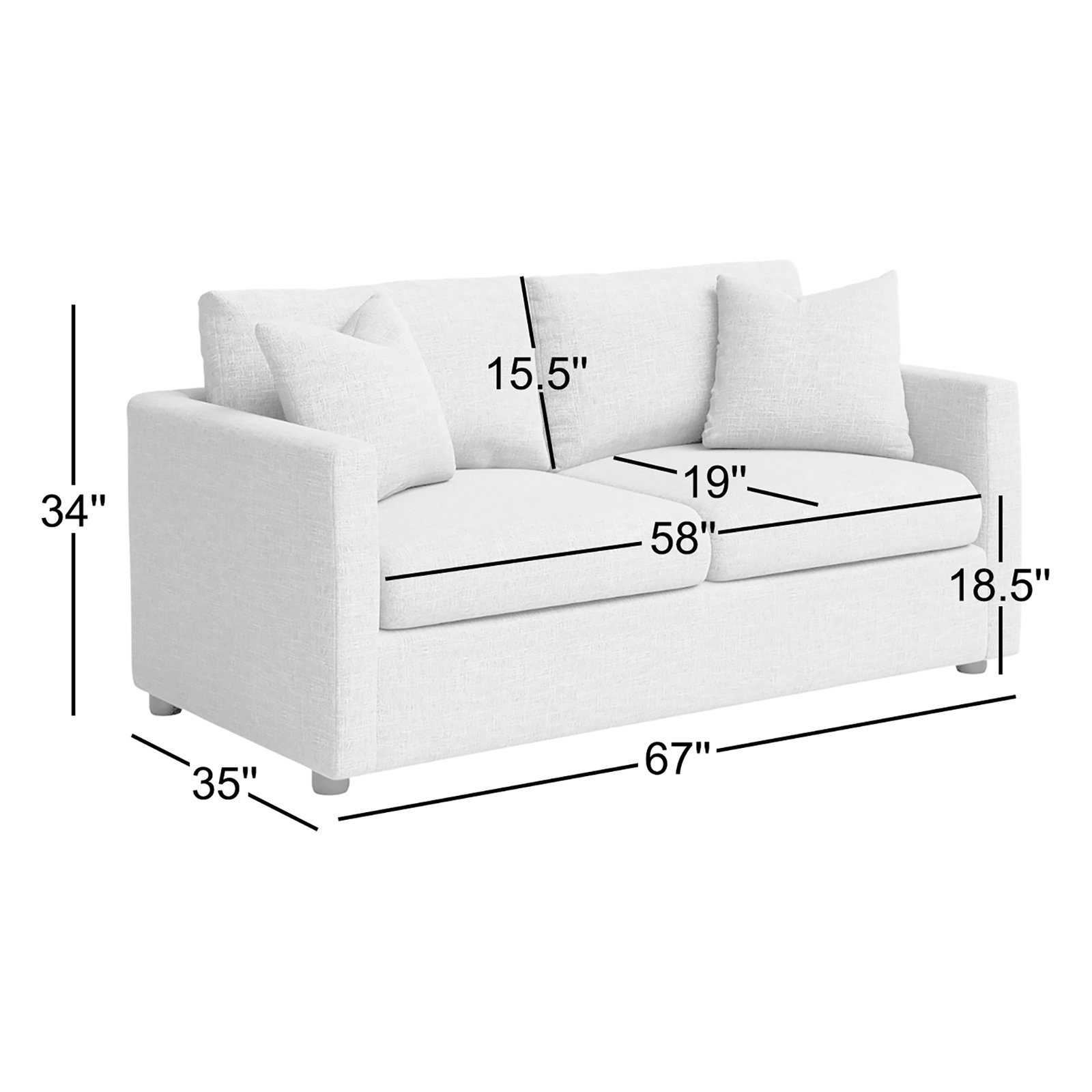 Godwin 67'' Upholstered, Conversation Linen Basketweave