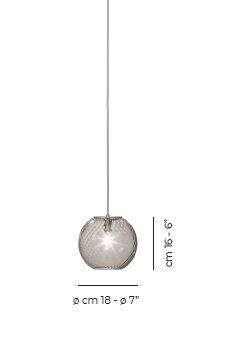 Oto 1 - Light Pendant, Smoky Striped, 85" H x 7" W x 7" D