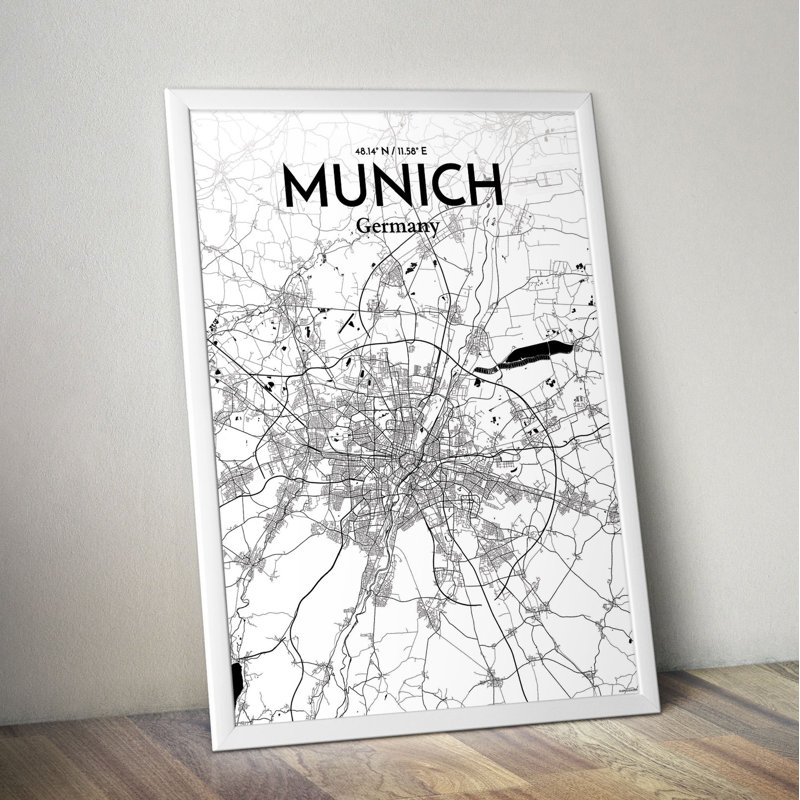 Munich City Map - No Frame Print, 43.2cm H x 27.9cm W x 0.13cm D