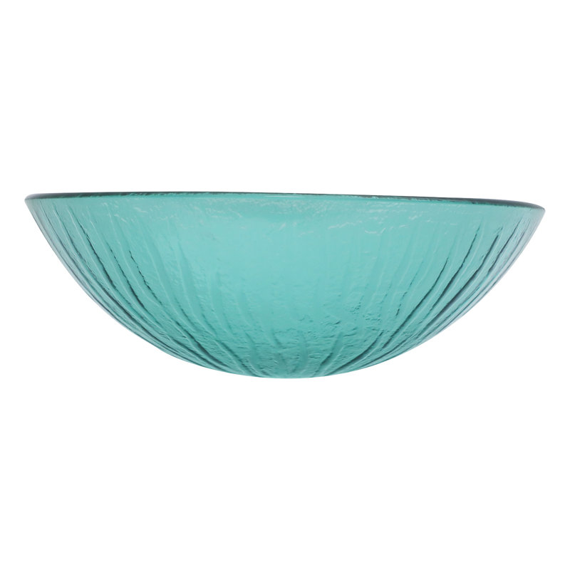 16-1/2"L Drop-In Glass Baathroom Vessel Sink With Chrome Drain