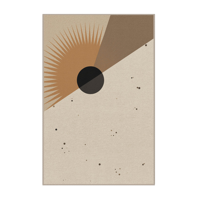 Tapis minimaliste beige en lin à motif éclipse Scène Parlin lavable à la machine, 2x4