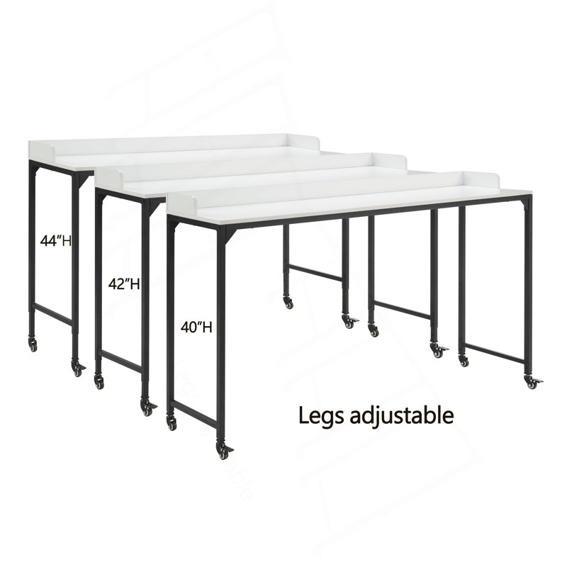 Multipurpose Over The Bed Desk With Adjustable Height, Metal Legs With Casters, Overbed Table 1Pc, Laptop Table For Bed, Breakfast Table