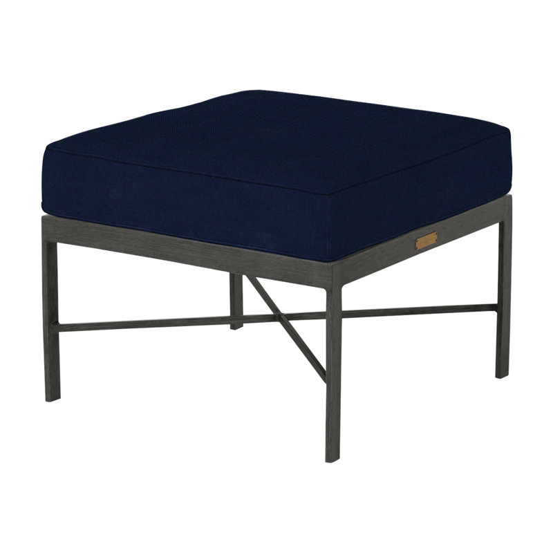 Monaco Aluminum Ottoman - Slate Grey, Slate Grey, Welt, Arbour Chambray Dove Sunbrella®