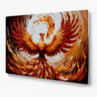 SciFi Phoenix rising from ashes Brown Metal Wall Art