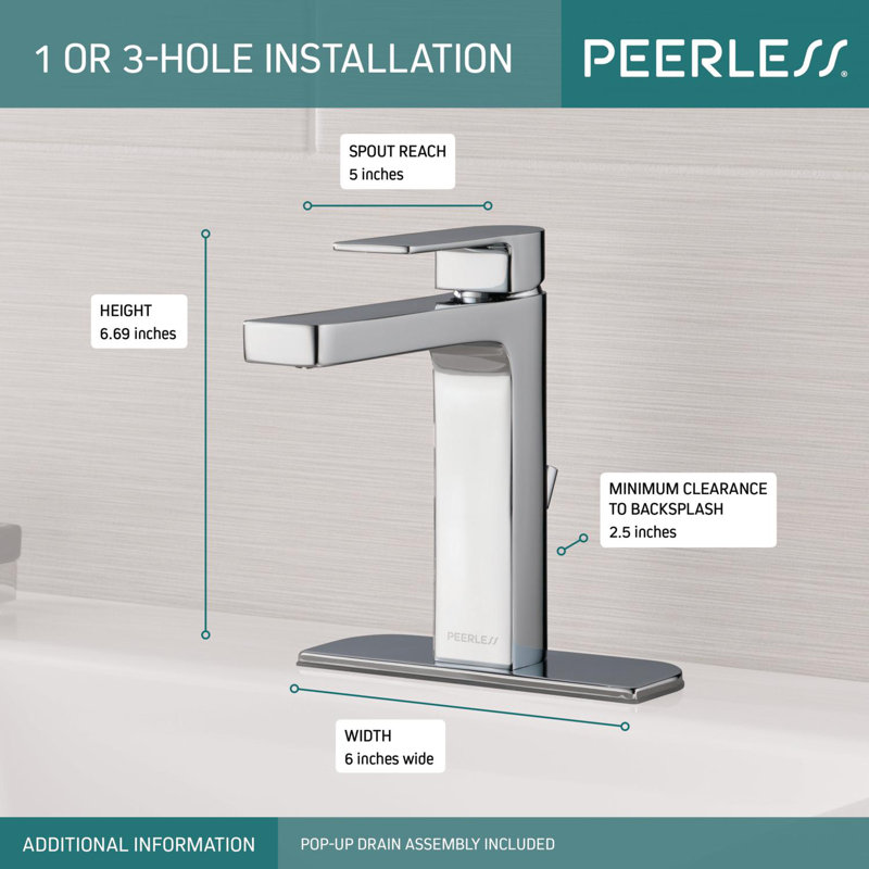 Xander Single-handle Bathroom Faucet with Drain Assembly, Chrome