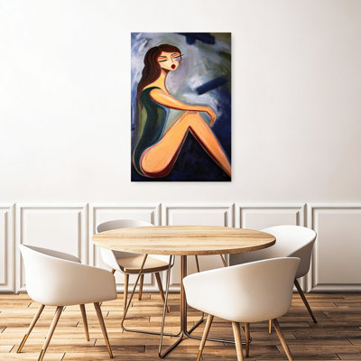 Reproduction d'art mural pensif abstrait femme rêveuse assise