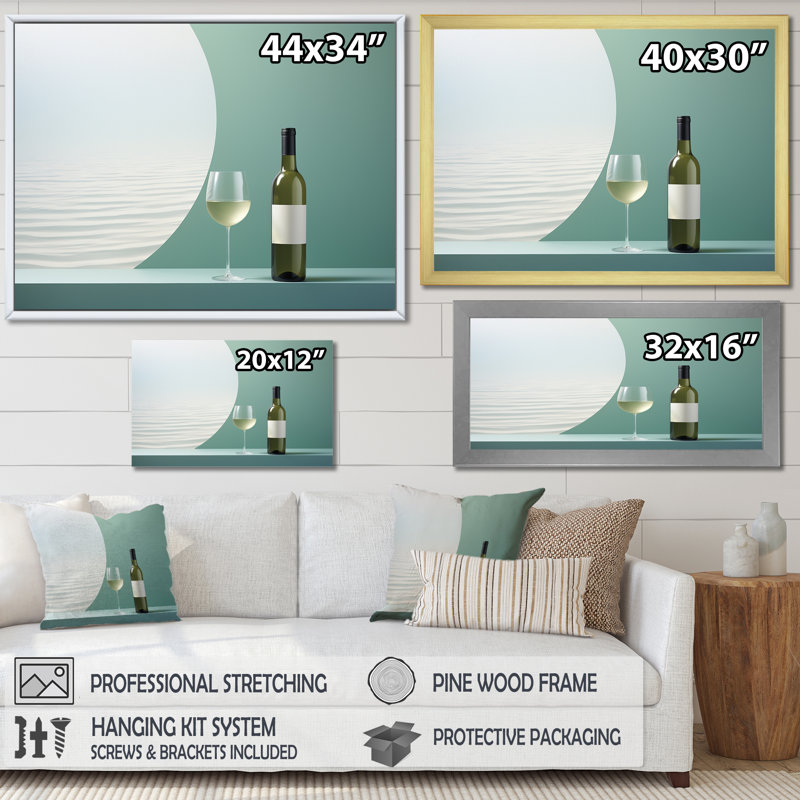 Chablis charme sur toile, H 34 po x l 44 po x P 1,5 po, Cadre flottant doré