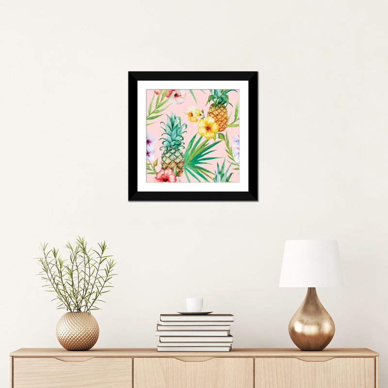 «Hawaii», reproduction d'impression sur toile, H 24 po x l 24 po x P 1 po, Papier avec cadre noir, Blanc