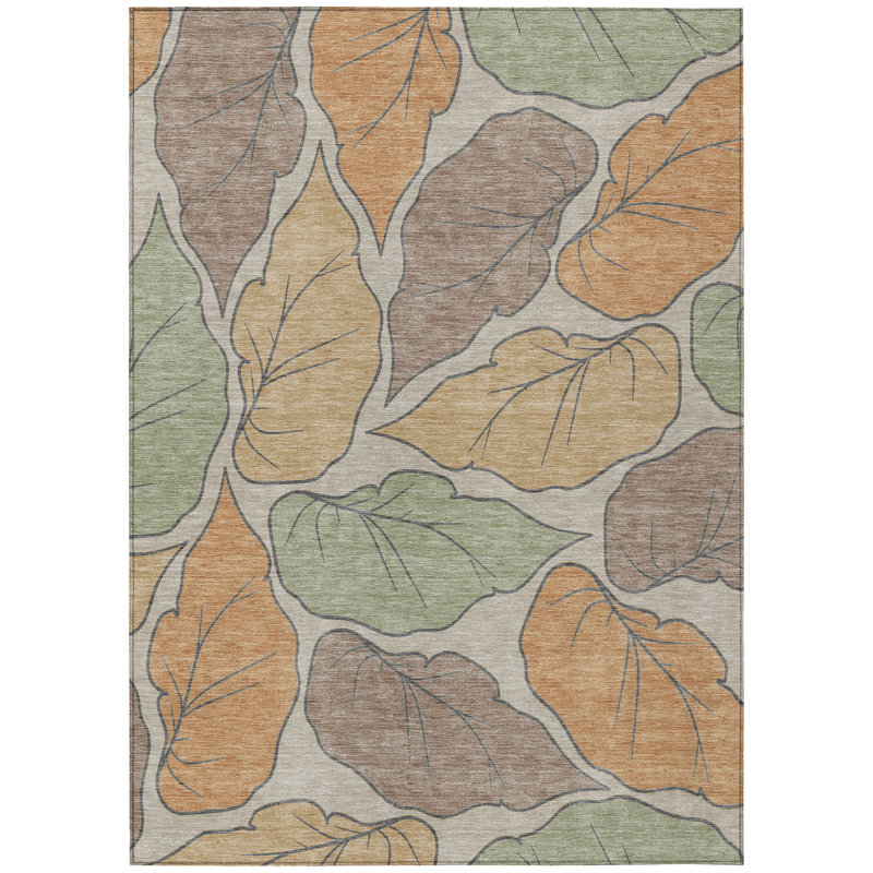 Machine Washable Indoor/Outdoor Braegger ACN2348 Botanical Rug, Rectangle 5' x 7'6"