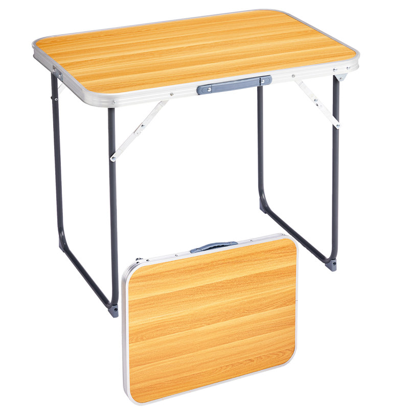 2.3Ft. Brown Rectangular  Patio Folding Table Aluminum, Brown