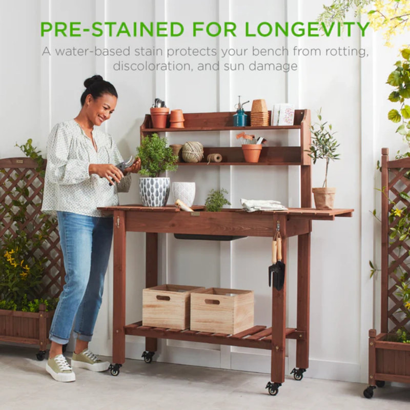 Garden Potting Bench, Brown