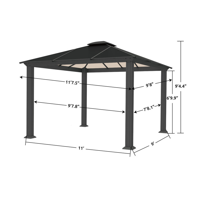 Santa Monica Aluminum Patio Gazebo with Mosquito Netting, 10 ft x 12 ft