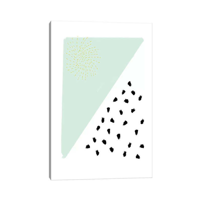 Mint And Gold Abstract by Leah Straatsma - Print on Canvas, 152.4cm H x 101.6cm W x 3.81cm D, Wrapped Canvas