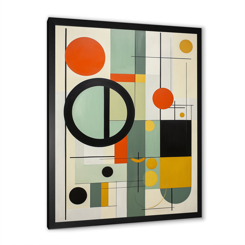Iggo " Colourful Mid Century Mod Geometrics III ", Black Picture Framed, 20" H x 12" W x 1" D