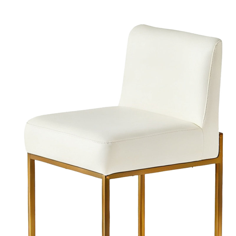 Ensemble de 2 tabourets de bar à hauteur de comptoir de 26 po avec base en métal et en cuir PU blanc mat, 2