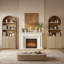 80" Boho Arched Bookcase with Rattan Doors and Adjustable Shelves-1013410635