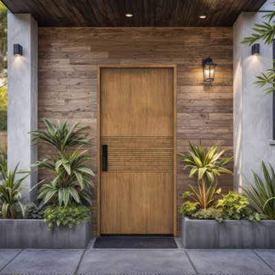 Porte à panneau 80 po Zaro Slab Only Acajou - Contemporain, moderne, brut