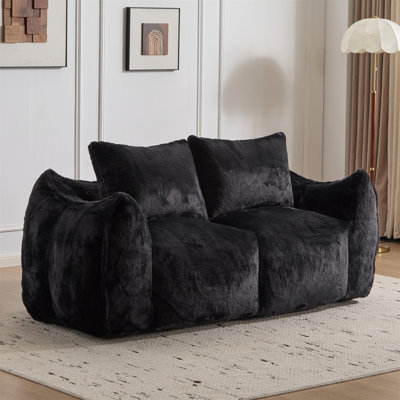 Fauteuil à billes géant pour adultes, canapé moelleux moelleux pour causeuse, causeuse surdimensionnée à l'intérieur pour la chambre à coucher, fauteuil de lecture confortable avec coussins