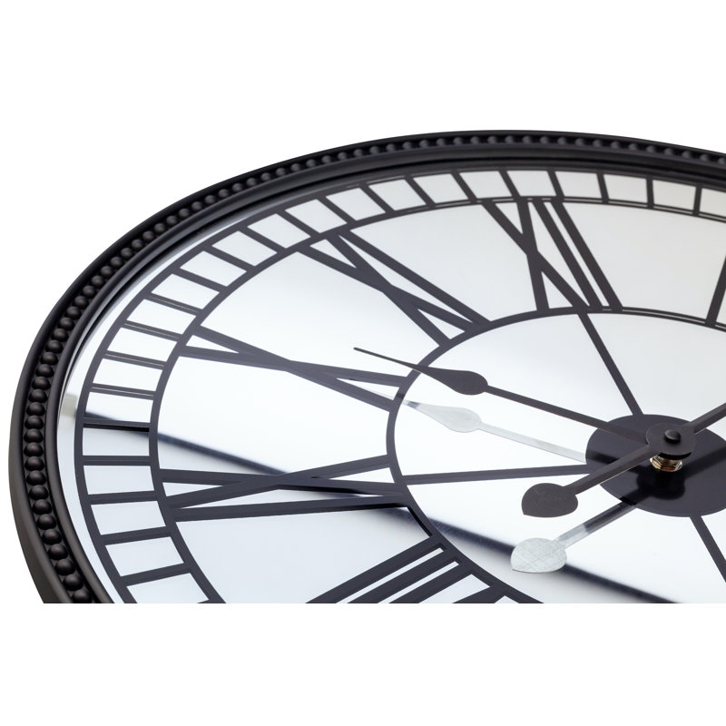 Cleopatra 22" Mirror Wall Clock, White/Black