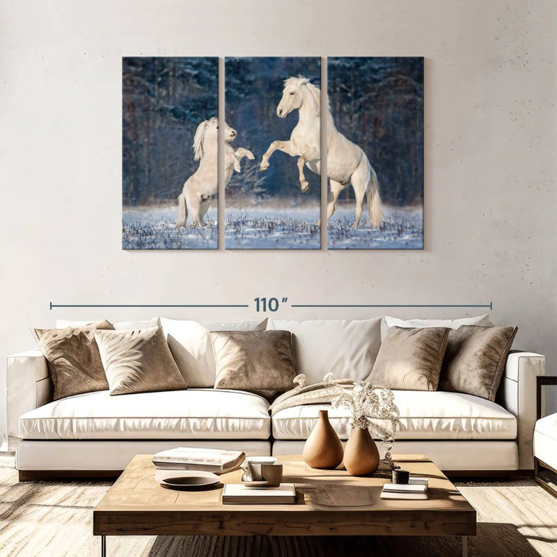 Brampt Winter White Horses, 28" H x 45" W
