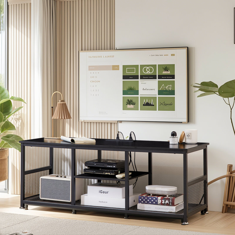 Meuble télé avec prises de courant, 47", Noir