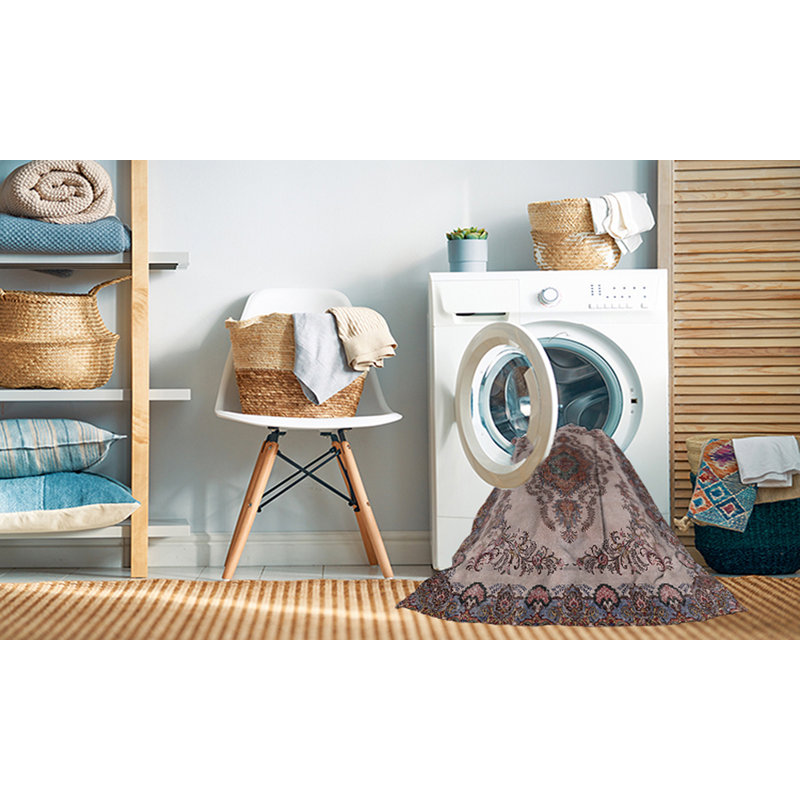 Tapis 100% Mid-Century moderne lavable à la machine 2247, Carré 8 pi