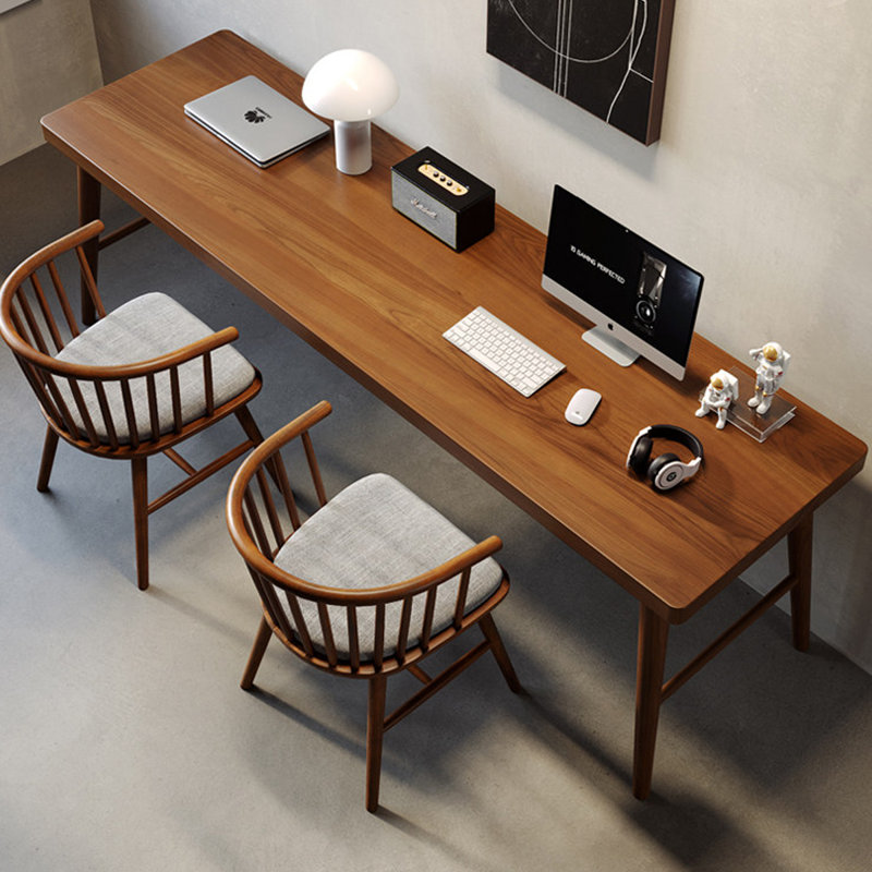 Bois massif noyer rectangulaire avec bureau, 29.53"H×86.61"L×23.62"W