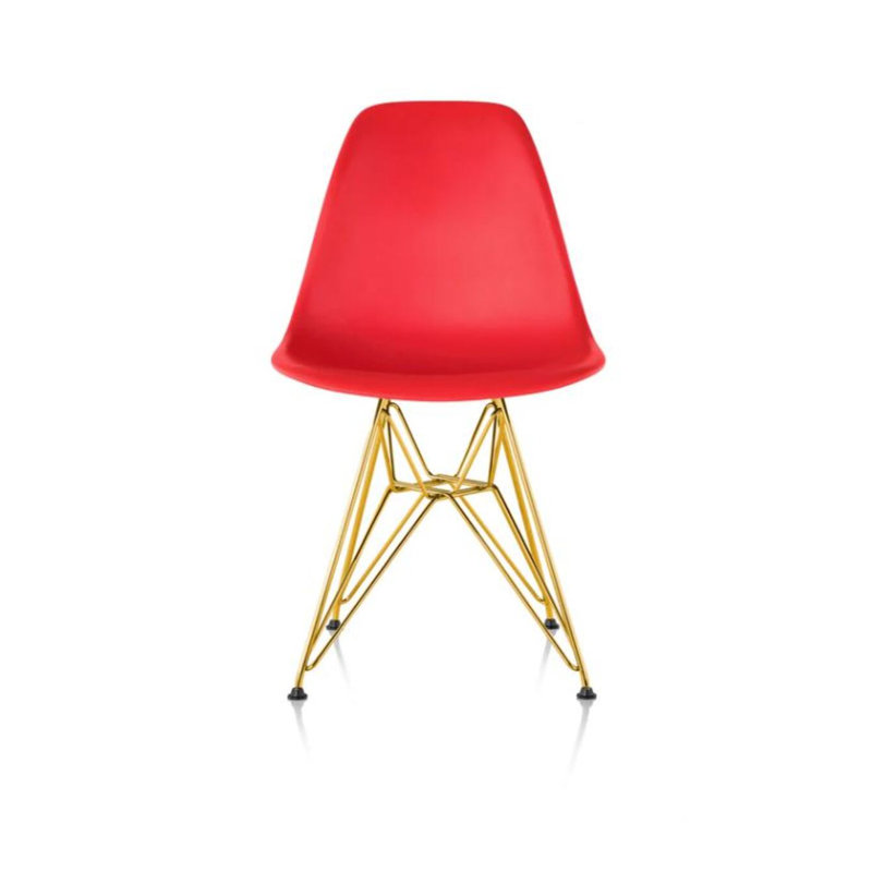 Chaise Krishauna Leffie avec pieds dorés, Rouge