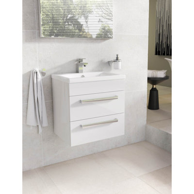 515mm Single Bathroom Vanity with Semi-Recessed Ceramic Basin