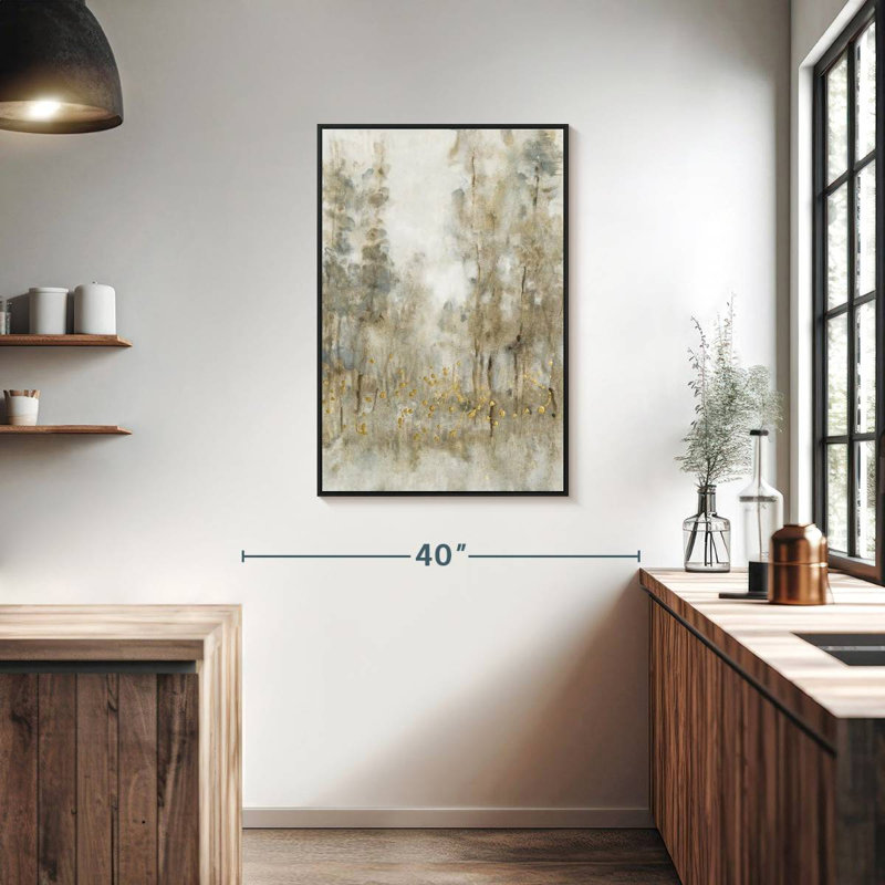 Fourré d'arbres I, 25 po x 37 po, Cadre flottant noir