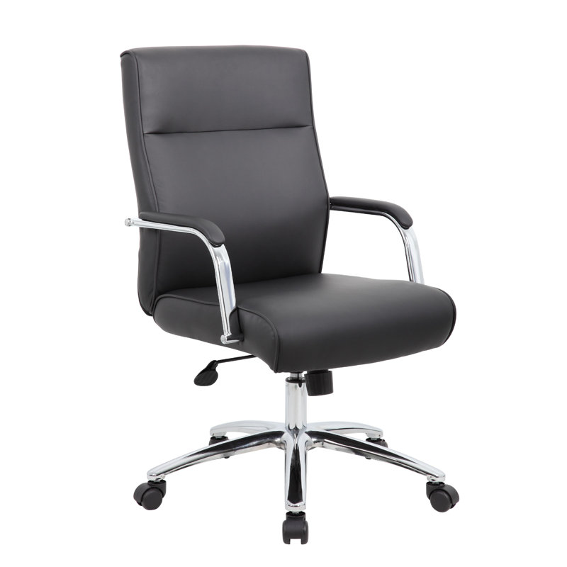 Megh Rolling Executive Conference Chair, Black Vinyl, Spring Tilt, Black