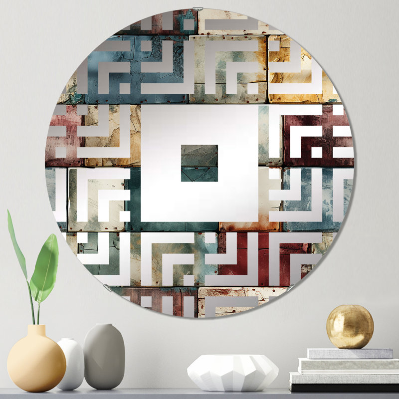 Rustic Modern Cubic Farmhous Planks - Square Wall Mirror, 23.6" x 23.6"