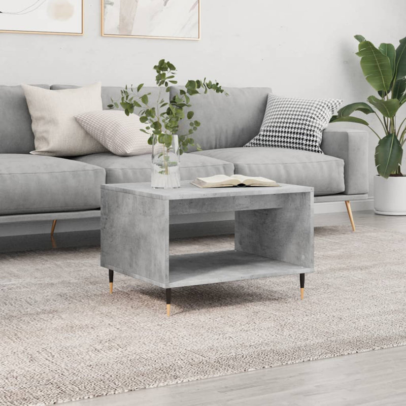 Aroon Four Leg Coffee Table with Storage, Concrete Grey