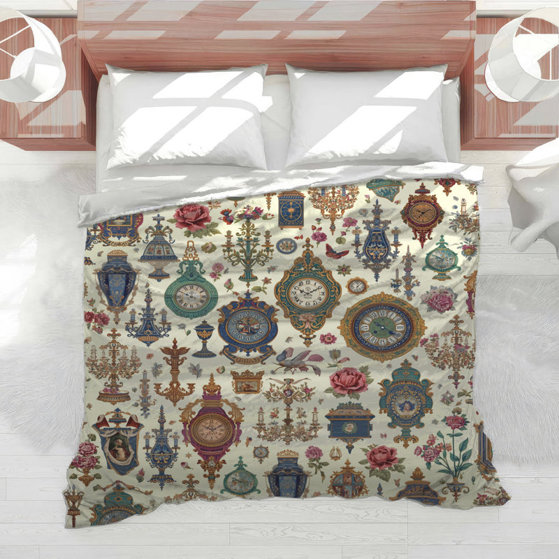Édredon Victorian Clocks And Florals, Lit simple