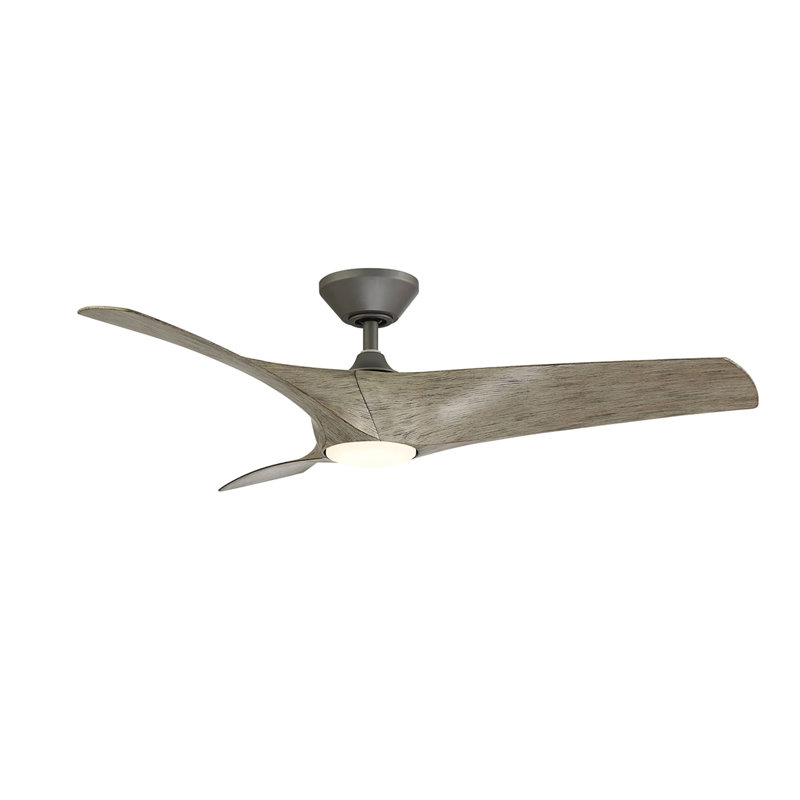 Zephyr 52" Graphite and Weathered Wood Smart Ceiling Fan with LED Light and Remote