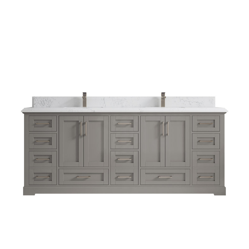 Ensemble de meuble-lavabo double 84 po Esin, Empira, gris, Nickel brossé