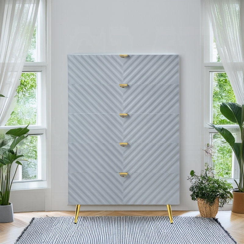 Commode Gaines, Gris haute brillance